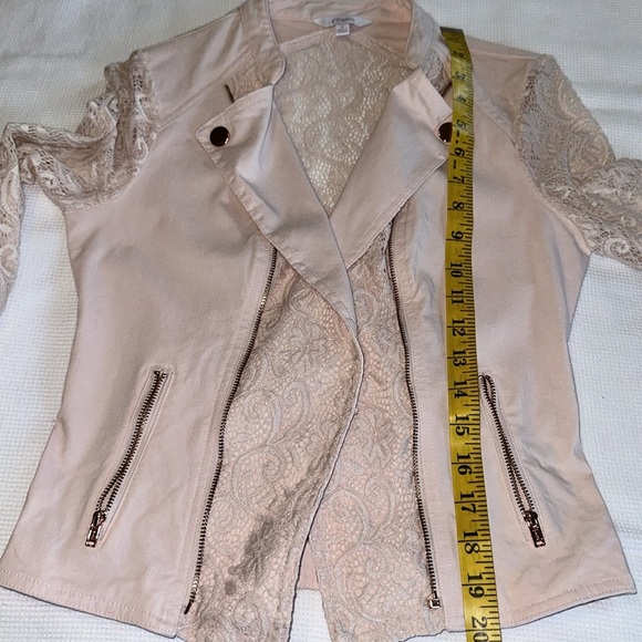 Candie’s Lace Moto Jacket Women Size Small Pink Blush long Sleeve - Picture 14 of 15